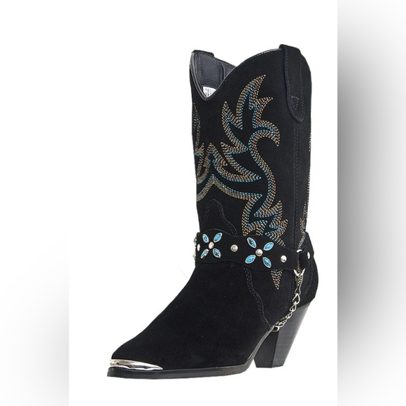dingo Shoes - Dingo Victoria Black Western Boots with Turquoise Embroidery sz 9.5